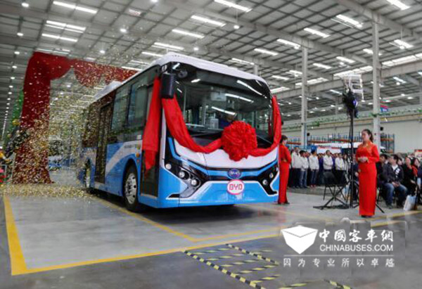 承德比亚迪首批纯电动客车下线