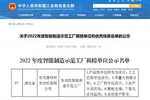 东风康明斯入选国家2022年度智能制造试点示范企业榜单