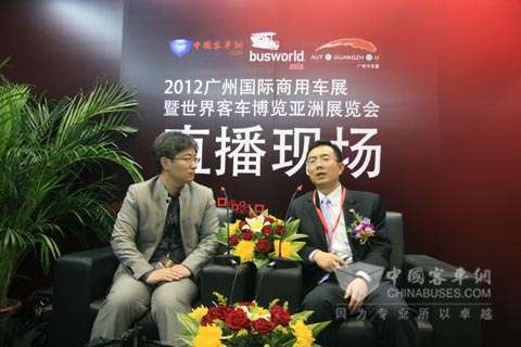 宇通客车副总经理王文兵接受完美作业网有免费视频主编吴永强采访