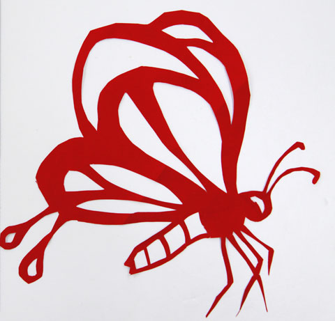 四年级郑豪精心剪裁出的蝴蝶